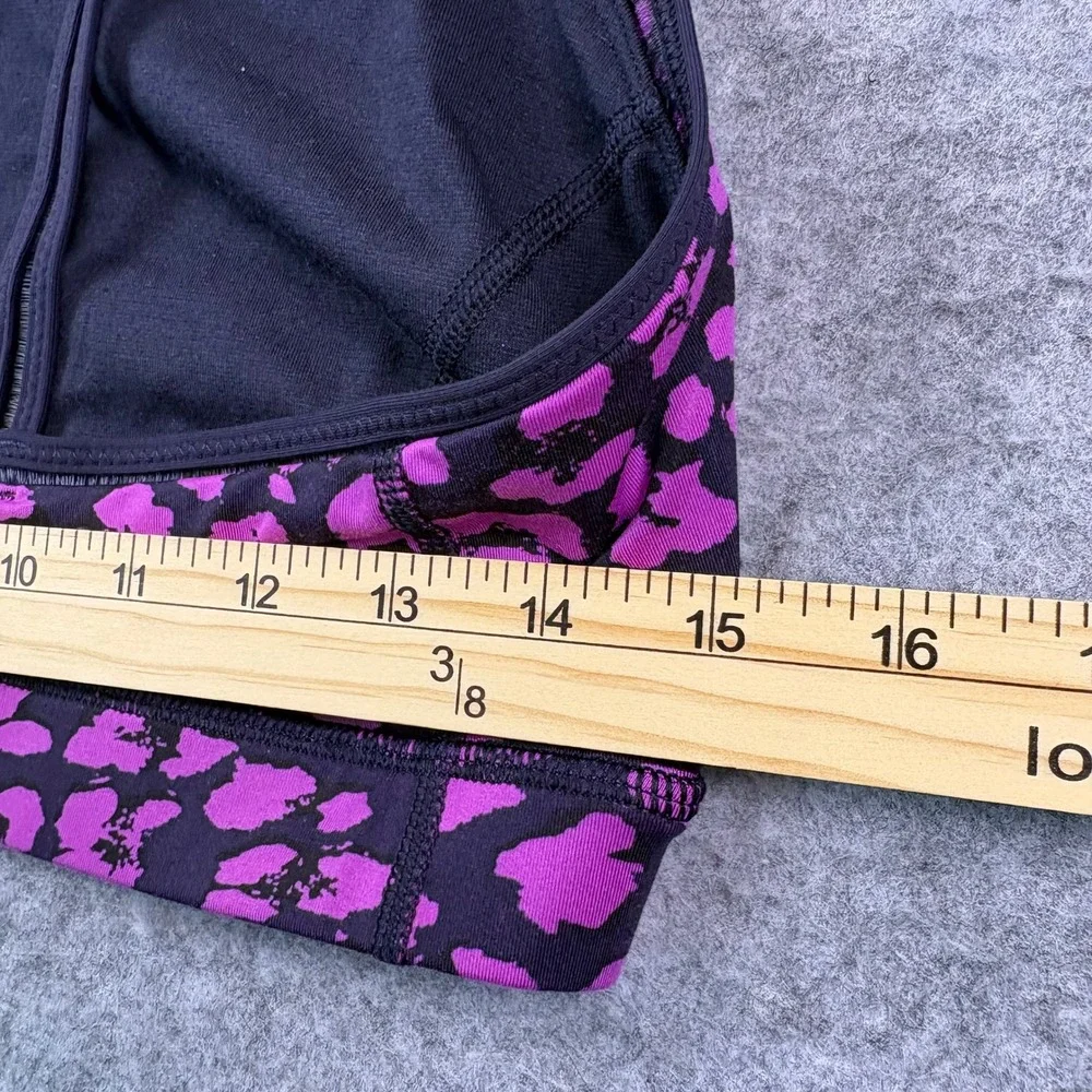 Lululemon Purple Leopard Print Double Strap Sports Bra Size 12 Yoga Gym Workout